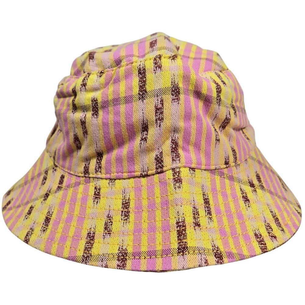 Aerie Pink Yellow Plaid Bucket Hat One Size Fits All